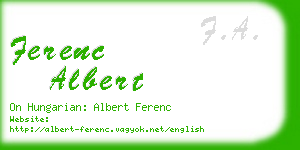 ferenc albert business card